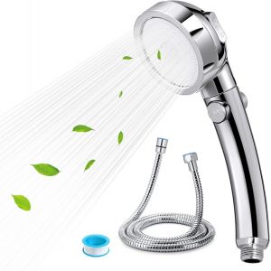 Pommeau de Douche avec Arret,Argent 3 Types de Jet Pommeau de Douches Haute Pression Poire de Douche Salle de Bain pour Bain et Spa Pommeau Anti Calcaire - Neuf