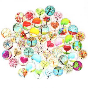 100 Cabochons En Verre &Agrave; Motif Floral, Demi-Ronds - Neuf