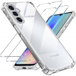 KALANKA-3 en 1 Coque et Verre Tremp&eacute; pour Samsung Galaxy A05S 5G, [Coussin d'air Int&eacute;gr&eacute;] Anti-Jaunissement Souple TPU Bumper Coque Protection pour Samsung a05S, Transparente - Neuf