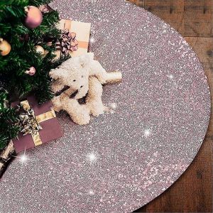 Jupe de sapin de No&euml;l &agrave; paillettes or rose de 76 cm (30 pouces) - Tapis de sapin uni, compatible avec la d&eacute;coration de No&euml;l &agrave; la maison. - Neuf