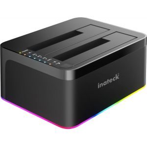 RGB USB 3.0 USB-C Station d&iquest;Accueil, avec la Fonction de Clone Hors-Ligne, pour HDDs et SSDs 2,5 et 3,5 Pouces, Double Baie 2 x 20 to, UASP Soutenu, SA02003C&iquest; - Neuf