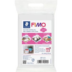 MEVRONISSHOP-FIMO Soft, P&acirc;te &agrave; modeler blanche durcissant au four, Pour d&eacute;butants et artistes, Souple et facile &agrave; d&eacute;mouler, Pain de 454 grammes, 8021-0 - Neuf
