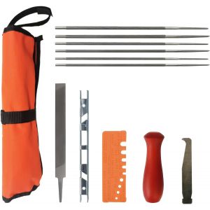 SUBZONAL-Kit d'affûtage pour tronçonneuse, avec 6 Limes Rondes, 6¿ Flat File, Depth Gauge, Wooden Handle, File Guide, Tool Bag (Ensemble de 12 pièces) - Neuf