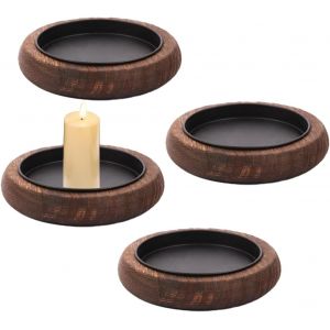 KALANKA-Bougeoir, 4 Pièces Support Bougie,Porte Bougie,Coupelle Bougie pour Bougies de Diamètre de 8 cm Dessous de Verre en Bois pour Bougies de Baptême Bougies de Mariage pour Décorer ou comme Cadea - Neuf