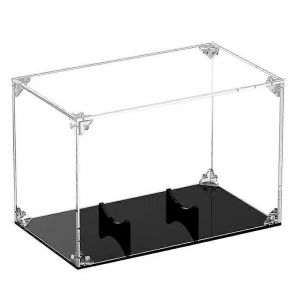 Vitrine De Football Support En Acrylique Avec Couvercle Et Boîtes Transparentes Noires - Neuf