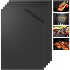 KALANKA-Set de 5 Tapis de Cuisson Barbecue,40x33cm,Résistant à Chaleur, Réutilisable, Nettoyable, Peut être coupé,Plaque Feuille de Cuisson Four Accessoire,pour Barbecue à Gaz, Barbecue à Charbon et - Neuf