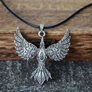 Nostalgie Vintage Soaring Phoenix Pendentif Norse Viking Oiseau Amulette Punk Collier Pour Hommes Femmes Bijoux Cadeaux - Neuf