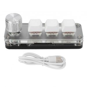 Mini clavier de jeu blanc m&eacute;canique &agrave; clavier &agrave; 3 touches programmable d'une seule main pour les jeux de bureau musique contr&ocirc;le industriel - Neuf
