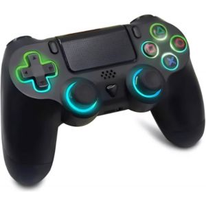 Manette Led Sans Fil Compatible Avec Ps4/Pro/Slim Et Pc Avec Rétroéclairage Double Vibration Capteur Gyroscope À 6 Axes,Panneau Tactile,Connecteur Audio 3,5 Mm - Neuf