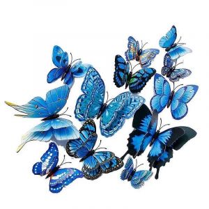 12pc Mixte 3d Papillons Autocollants Muraux Double Couche Papillons Cr&eacute;atifs Pour La D&eacute;coration Int&eacute;rieure D&eacute;cor De Chambre D'enfants Art Stickers Muraux - Neuf