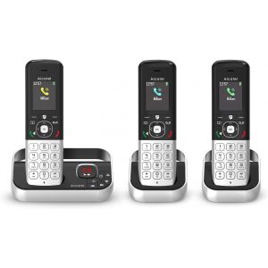 Fx990 Voice Trio - T&eacute;l&eacute;phone Fixe Sans Fil Dect Avec R&eacute;pondeur 50 Min - &Eacute;cran Graphique Couleur Haute R&eacute;solution - Mains Libres - Blocage Des Appels - Sonnerie Vip - 3 Combin&eacute;s - Noir/Gris - Neuf