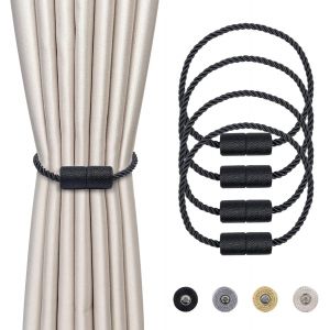 Noir Tresse Magnetique Embrasses De Rideaux, 4 Pieces, 41,5 Cm, Rideau D'accessoires Et De Decoration Pour La Maison. - Neuf