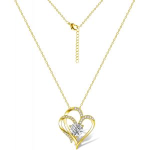 Collier Pour Femme, Collier En Forme De Coeur En Argent Sterling 925, Pendentif Amour En Zircone Cubique, Collier Pour Femme, Cadeau Pour Femme, Amie, Maman - Neuf