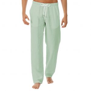 Hommes Long Lin Coton Pullover Pantalons L¿¿Gers Pantalons D¿¿Contract¿¿S Pantalons En Lin D¿¿Contract¿¿S Avec Poches Droites Pantalons De Plage De Vacances Pantalons D'¿¿T¿¿ Normaux Pour Hommes - Neuf