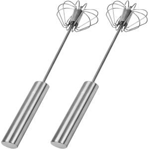 Kalanka-1pcs Fouet Semi-Automatique Manuel Fouet De Cuisine Fouet Rotatif &Agrave; Oufs Cuisine Oeuf Fouet Fouet &Agrave; ?ufs En Acier Inoxydable Pour La Cuisson, Le M&eacute;lange, L'agitation (25) - Neuf
