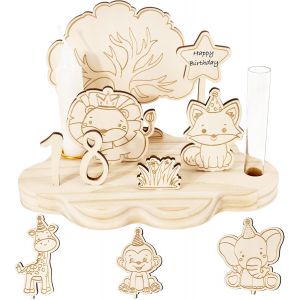 Kalanka-Bougeoir En Bois Anniversaire Support Pour Bougie Porte Bougie Cadeau D¿Anniversaire Chauffe Plat Motif Animaux 3d Avec Numéro 0-9 Décoration De Table Cadeau Anniversaire - Neuf