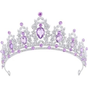Kal-Couronne D'anniversaire Pour Femmes Tiare De Cristal Pour Filles Accessoires De Cheveux Tiare De Mariage Couronne De Princesse Pailletée Serre-Tête De Fête Diadèmes Pour Femme - Neuf