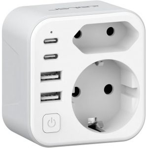 KALANKA-Adaptateur Prise Anglaise,Adaptateur Voyage France/Europe vers UK,Adaptateur Prise avec 2 USB A et 2 Type C,3680W Prise Type G FR vers UK Irlande, Malaisie, Singapour, HK, Dubaï(Blanc) - Neuf