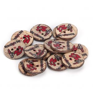 Lot De 100 Boutons Ronds Peints En Coquille De Noix De Coco, 2 Trous, 20 Mm, Couleur 2 - Neuf
