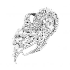 Broche En Alliage Acrylique En Forme De Fleur, Cristal, Decoration En Tissu, Epingle A Poitrine (Blanc) - Neuf