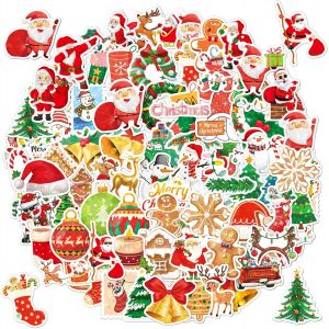 Autocollant 100 Pcs Noël Couleurs Stickers, Imperméable Vinyle Autocollant Pour Telephone Ordinateur Portable Macbook Scrapbooking Bouteille Isotherme Valise Guitare Tasse Skateboard Journal - Neuf