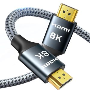 Câble HDMI 2.1 8K 10M, 48Gbps Câble HDMI Tressé en Nylon Haute Vitesse, Prend en Charge 8K@60HZ, 4K@120Hz, Compatible avec PS5/4 TV Switch Monitor Blu-ray Soundbar - Neuf