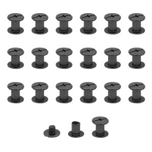 Lot de 20 vis Chicago M5x7mm Chicago Vis de reliure Chicago Rivet &agrave; clous en m&eacute;tal Vis Chicago &agrave; t&ecirc;te cruciforme pour ceinture en cuir Bricolage Livre de scrapbooking-noir brillant - Neuf