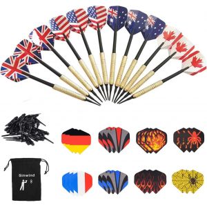 Flechette Pointe Plastique, 12 Fléchettes avec 36 Ailettes (12 Styles) et 36 Pointes, Set de Flechettes à Pointe Souple pour Cible de Flechette Electronique - Neuf