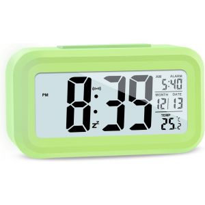 KAL-Lcd Horloge Digitale Réveil, Réveil De Voyage Avec Température Date Snooze, Horloge Numérique Sans Tic-Tac Pour Chambre Bureau De La Famille - Neuf