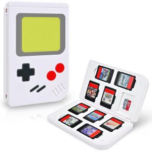 Kal-Étui Pour Cartes De Jeu Pour Switch Et Switch Lite Switch Oled, Rangement Switch Pour Cartes De Jeu Switch Design Rétro Avec 10 Cartes De Jeu Et 10 Cartes Micro Sd,Blanc - Neuf