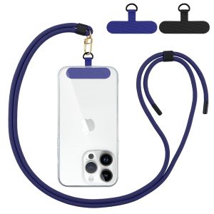 KAL-Cordon Telephone Portable Universal Avec 2 Patchs, Courroie De Collier Universelle Réglable Resistante Lanière Téléphone En Bandoulière En Nylon, Compatible Avec Plupart Des Smartphones, Blau - Neuf