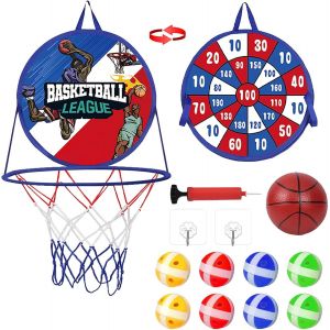 Mdy-Panier De Basket Avec Jeu De Fléchettes Pour Enfants, 2 En 1 Jeu Ventouse Et Mini Jouet De Panier Basket/ De Sport Intérieur Et Extérieur Pliable Pour Filles Garçons Cadeau - Neuf