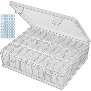 Yemaesre-Boîte De Rangement Rectangulaire À 30 Compartiments Avec Couvercles À Charnière Pour Perles, Strass, Graines, Travaux Manuels (1 Pièce) - Neuf