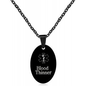 Kal-Collier D'alerte M&eacute;dicale Avec Gravure Gratuite Et Pendentif Ovale U2013 Bijou M&eacute;dical &Eacute;tanche Pour Diab&egrave;te, Hommes Et Femmes Ya4674 - Neuf