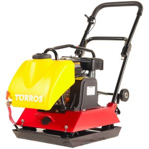 Compacteur &agrave; plaque vibrante 21 kN - Avec r&eacute;servoir d'eau - Moteur essence 6,5ch - Plaque 60 x 48 cm Torros TPT2102W - Neuf