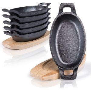 Subzonal-Amazy Po&ecirc;les Avec Dessous De Verre En Bois (Lot De 6) - Po&ecirc;le En Fonte Pour Gratiner, Cuire, Griller Et Servir Des Plats | Po&ecirc;le/Po&ecirc;les En Fonte - Neuf