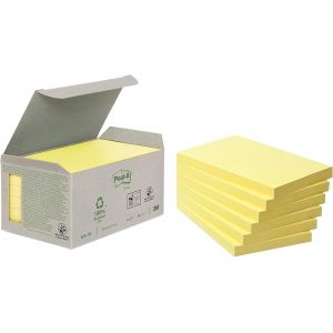 Notes Autocollantes,Recycl&eacute;s,Pack De 6 Blocs,100 Feuilles Par Bloc,76 Mmx127 Mm,Jaune Canari-Notes Autocollantes Fabriqu&eacute;es &Agrave; Partir De Papier 100% Recycl&eacute; - Neuf