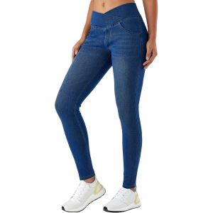Ulteronixshop-Jeans Skinny V Crois&eacute;s &agrave; Taille Haute avec Contr&ocirc;le de l'abdomen pour Femmes,Leggings de Fitness D&eacute;contract&eacute;s,&eacute;lasticit&eacute; Souple,Imprim&eacute; Faux Denim avec Poches Lat&eacute;rales - Neuf