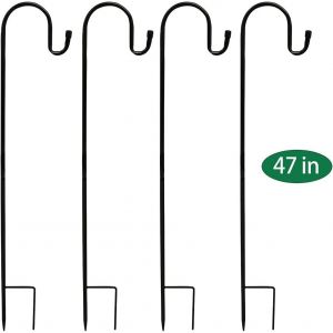 Mevronisshop-Lot De 4 Crochets De Berger En Fer De 120 Cm - Crochets De Jardin En M&eacute;tal - Super Solides Et R&eacute;sistants &Agrave; La Rouille - Simples - Conviennent Pour Les Jardins,Les Paniers &Agrave; Plantes - Noi - Neuf