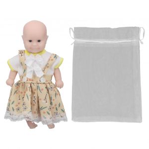 Poupee fille en silicone de 15 cm, robe jaune, nouveau-ne, poupee bebe realiste sans poils - Neuf