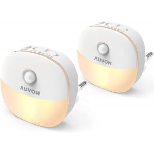 Veilleuses Led Avec Capteur De Mouvement Et Capteur Crépusculaire [Lot De 2], Veilleuse Prise Electrique Blanc Chaud Avec Luminosité Réglable De 1-50 Lm Pour Chambre Bébé, Couloir, Escalier - Neuf