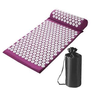 Ensemble Tapis Et Oreiller D'acupression Avec Sac Tapis D'acupuncture Pour Les Douleurs Au Cou Et Au Dos - Violet - Neuf