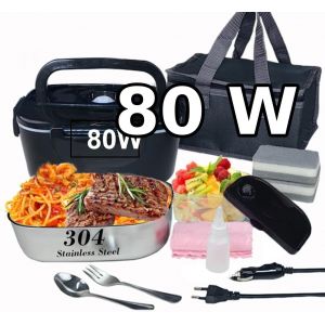 Gamelle Chauffante, Lunch Box Chauffante Électrique 12v24v220v,80w,Boite Chauffant Pour Chantier En Allume Cigare, Boite Chauffante Repas 1.5l,Chauffe Plat Voiture Camion, Couleur Noire - Neuf