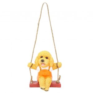 Swing Animal Suspendu Peluche Chien Statue en R&eacute;sine pour la D&eacute;coration du Jardin, de la piscine Ext&eacute;rieure D&eacute;cor &agrave; la Maison, 12 Pouces, joli Design, un Mat&eacute;riau Durable - Neuf