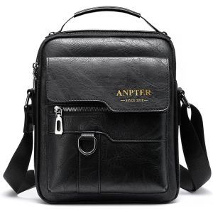 CAUC-Sacoche Homme Sacs &agrave; Bandouli&egrave;re Vintage Sacoche Bandouli&egrave;re Cuir Petite Shoulder Bag Crossbody Business Cartable Besace Pochette Sacs &agrave; main pour sport lvoyages travail (Noir Sacs bandouli&egrave;re) - Neuf