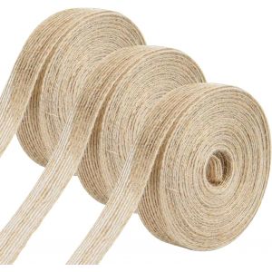 3 Rouleaux 2cm Toile De Jute, 30m Rouleau Rétro, Ruban De Lin Naturel, Décoration Pour Bricolage, Noël, Mariage, Emballage Cadeau, Artisanat - Neuf
