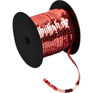 100 Yards Rouleaux De Paillettes Sequins,6 Mm Ruban Sequin Pour Embellissements,Pvc Garniture À Paillettes,Paillettes Plates Bande Pour Fabrication De Bijoux Bandeau Costume (Rouge) - Neuf