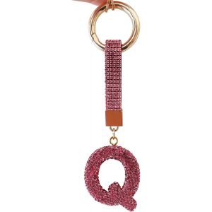 KAL-Porte Clef Lettres Pour Femmes Et Filles, Porte-Clés Rose, Accessoires Brillants Pour Clés/Clés De Voiture/Sacs À Dos Et Sacs À Main, Cadeaux Pour Femmes - Neuf