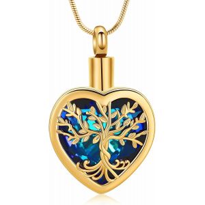 Kal-Colliers Urne Funéraire En Forme De Coeur Pour Les Cendres Pour Femmes Bijoux Fleur Mémorial Mini Keepsake Cendres Pendentif Creux - Neuf