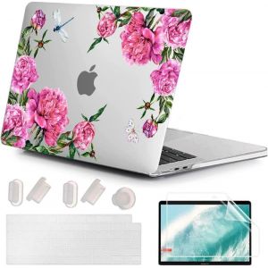 4 En 1 Ultra-Mince Coque Pour Macbook Air 13.6 Pouces M4 M3 M2 2022 2024 2025 Modèle A3240 A3113 A2681, Étui De Rigide Plastique & Protège Clavier Pour Macbook Air 13 M4, Fleurs Roses 34 - Neuf